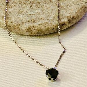 CZ charm stainless steel chain necklace black CZ